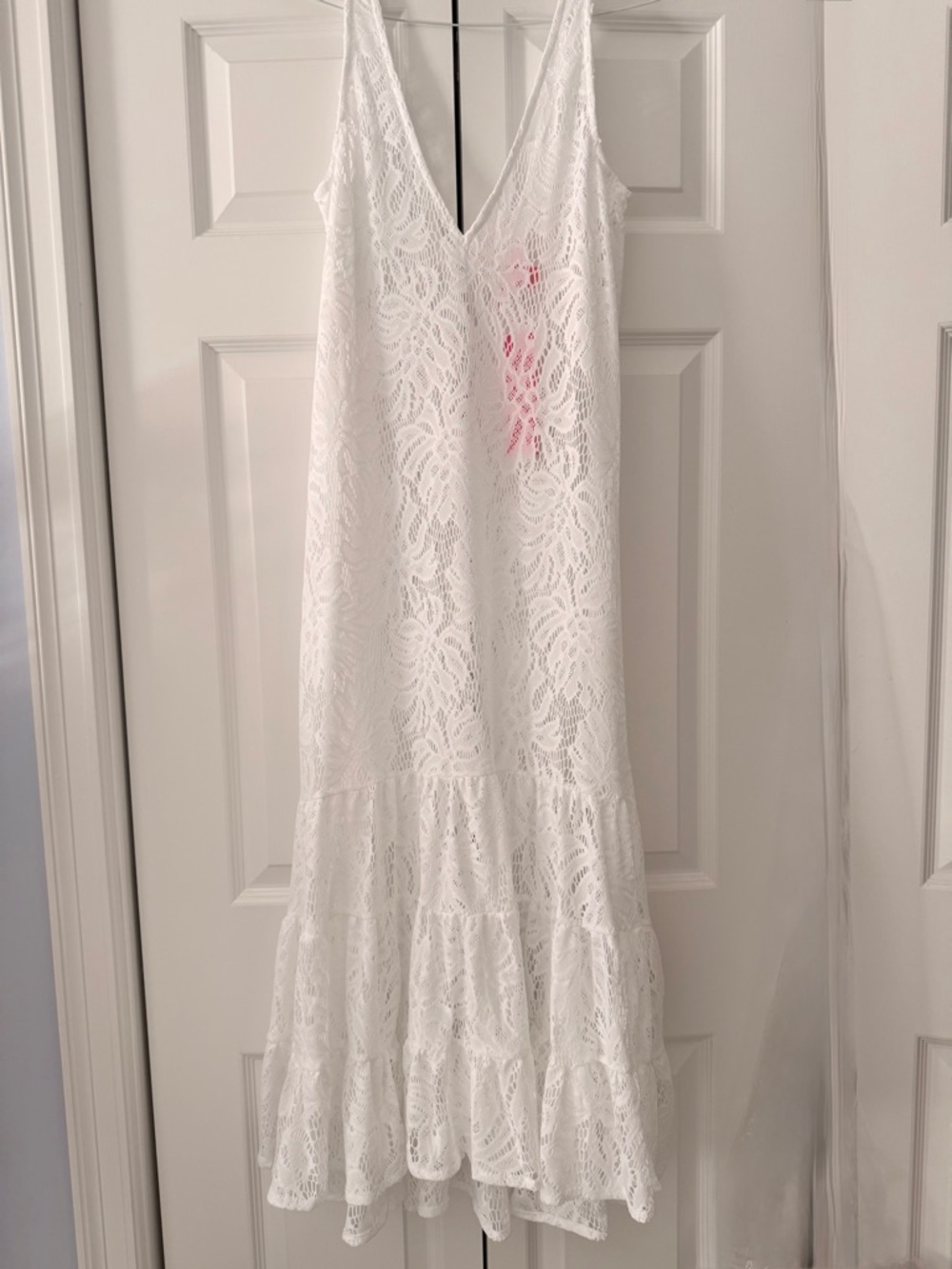 Lilly Pulitzer White Lace V‑Neck Tiered Swim Coverup